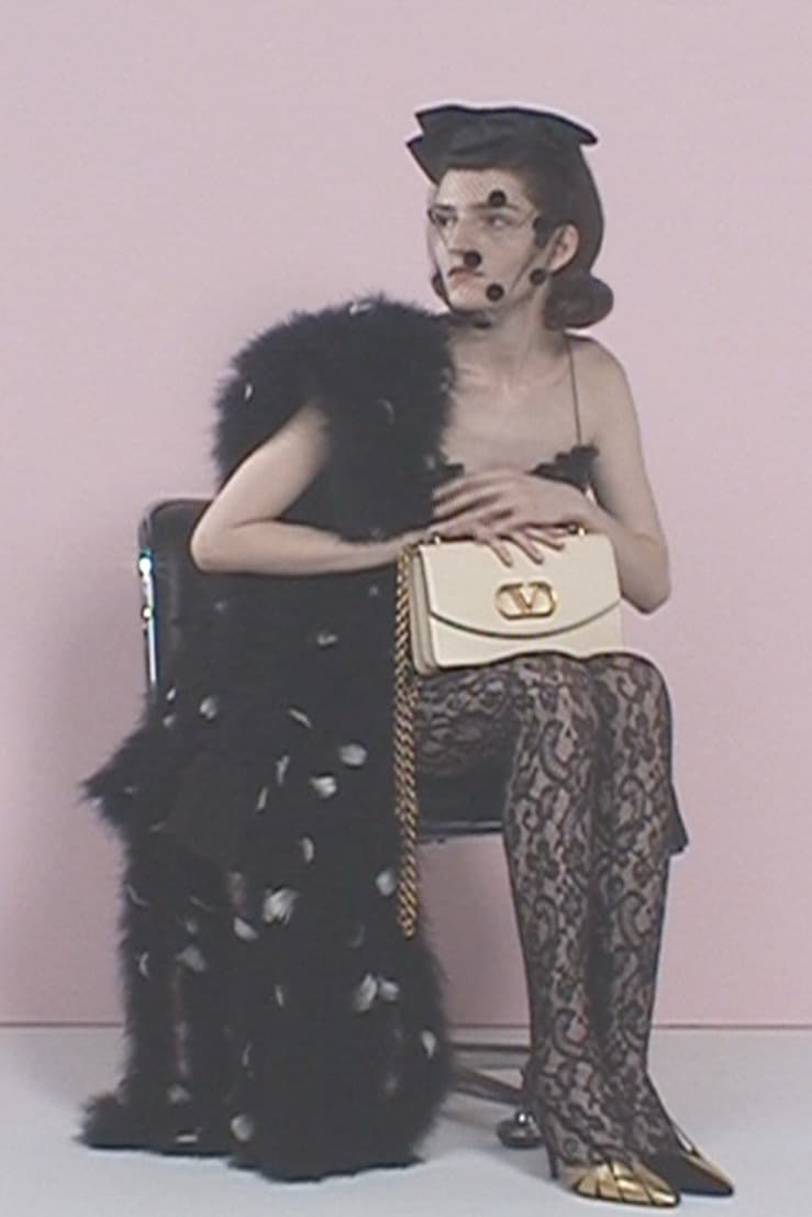 valentino, campaign, garavani bag, lace bodysuit, woman, body, handbags