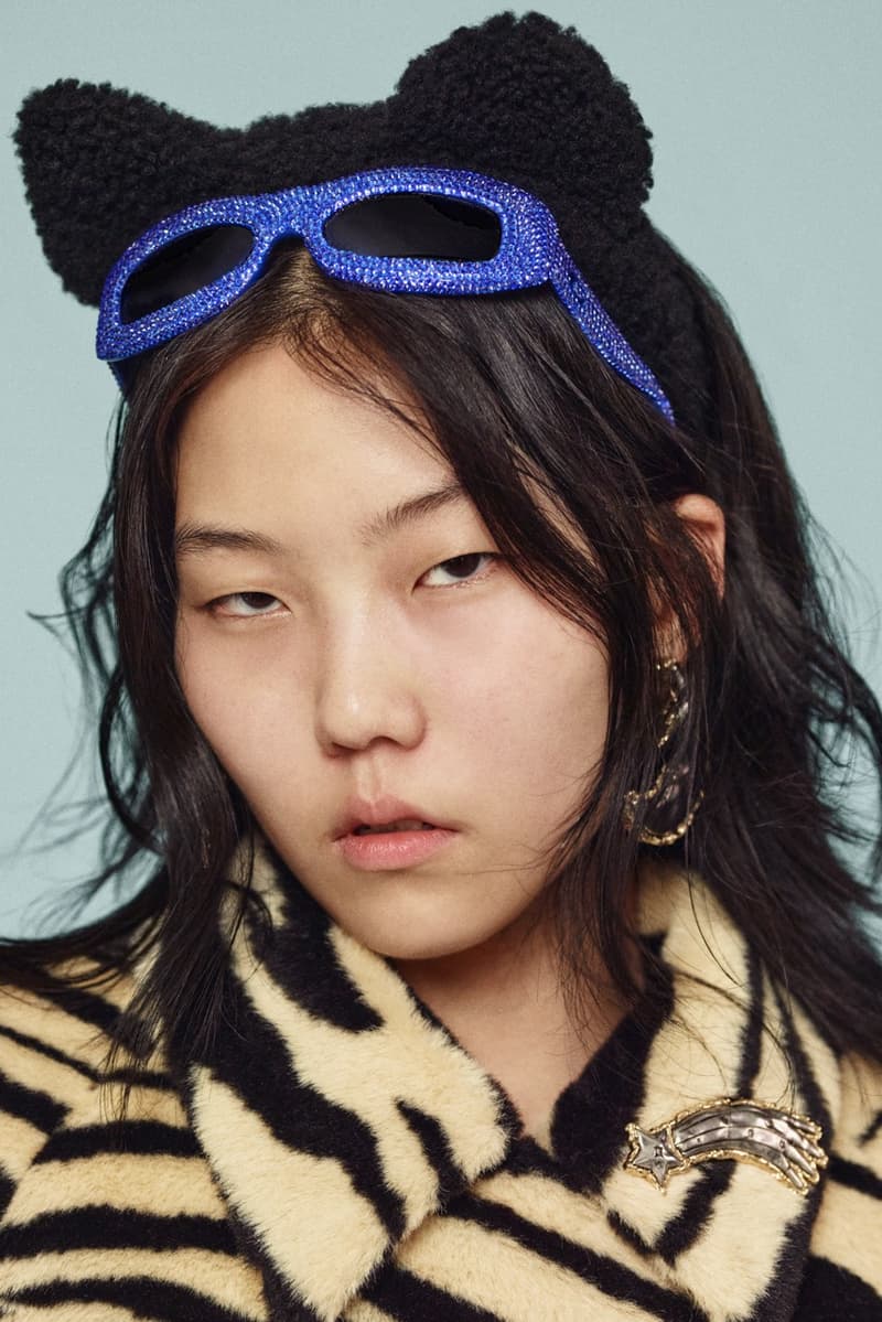 coach, stuart vevers, animal ears, bunny, plush charms, tiger stripe sneakers, sheer mesh top