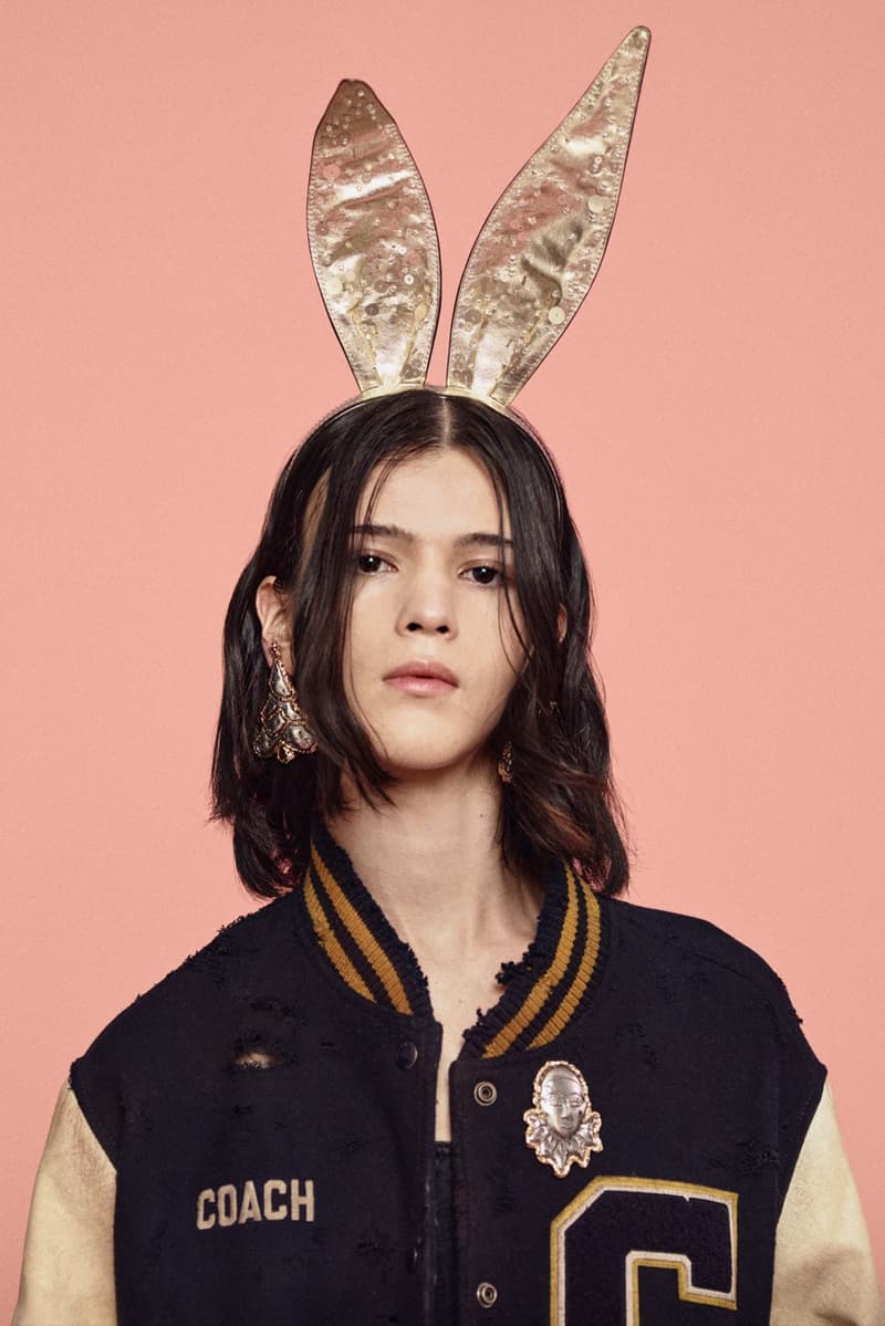 coach, stuart vevers, animal ears, bunny, plush charms, tiger stripe sneakers, sheer mesh top