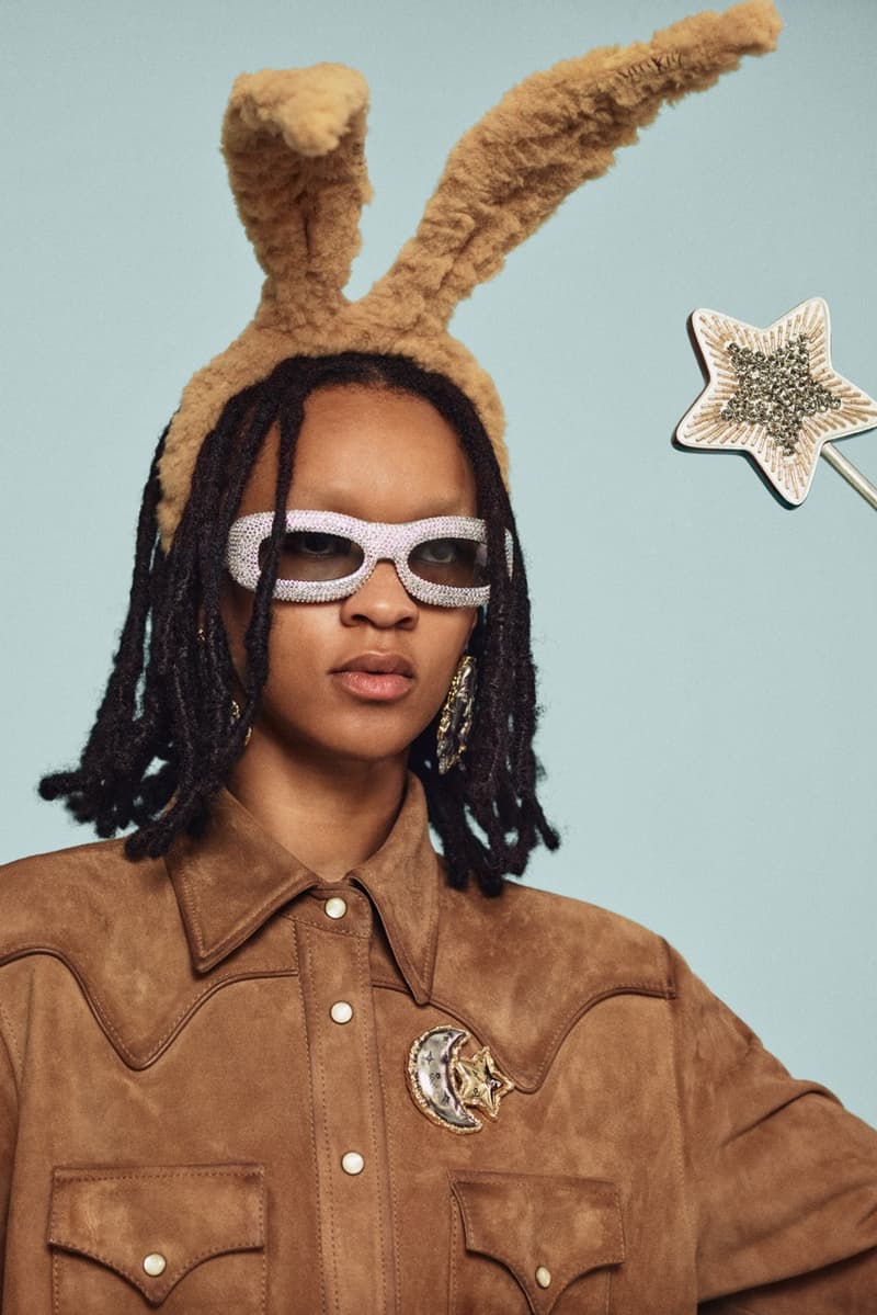 coach, stuart vevers, animal ears, bunny, plush charms, tiger stripe sneakers, sheer mesh top