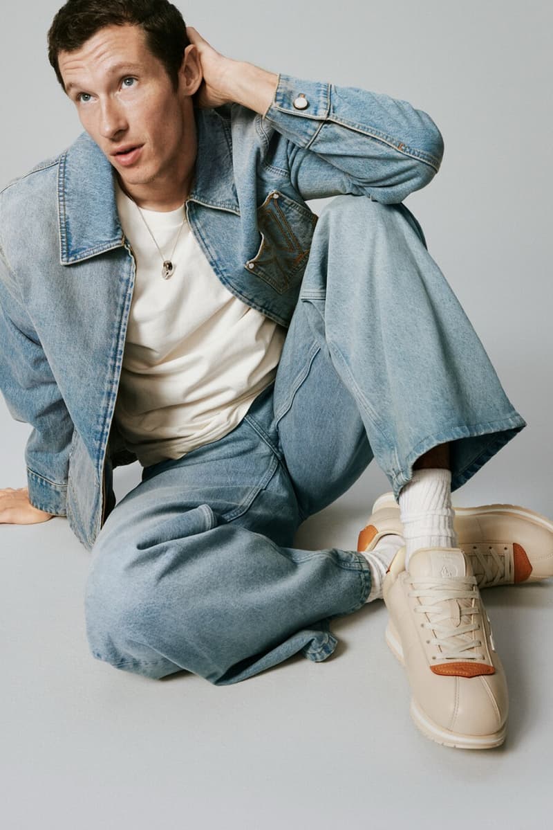 callum turner, louis vuitton, double denim, man, model, actor, buttersoft sneaker