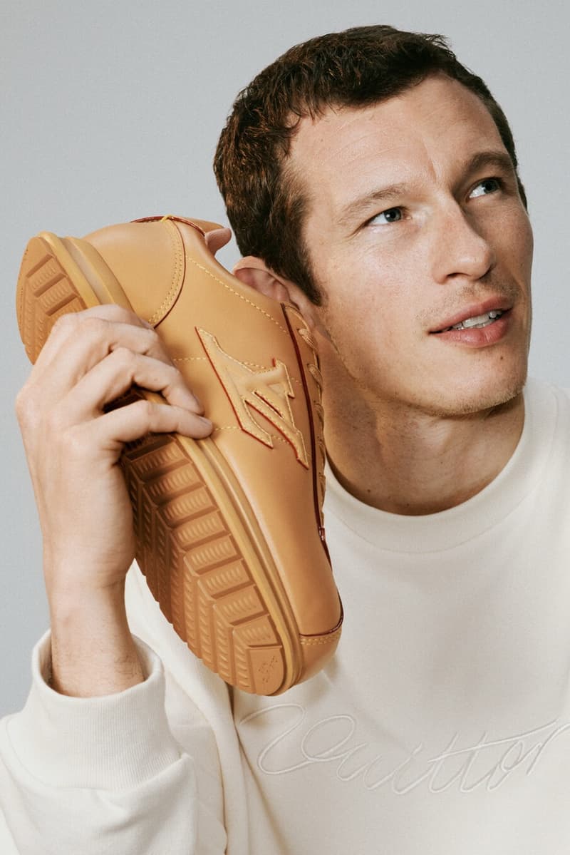 callum turner, louis vuitton, double denim, man, model, actor, buttersoft sneaker