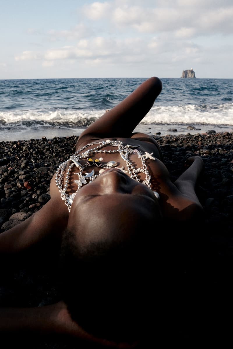 blumarine, resort, david koma, models, laying down, beach, swimwear, bikinis