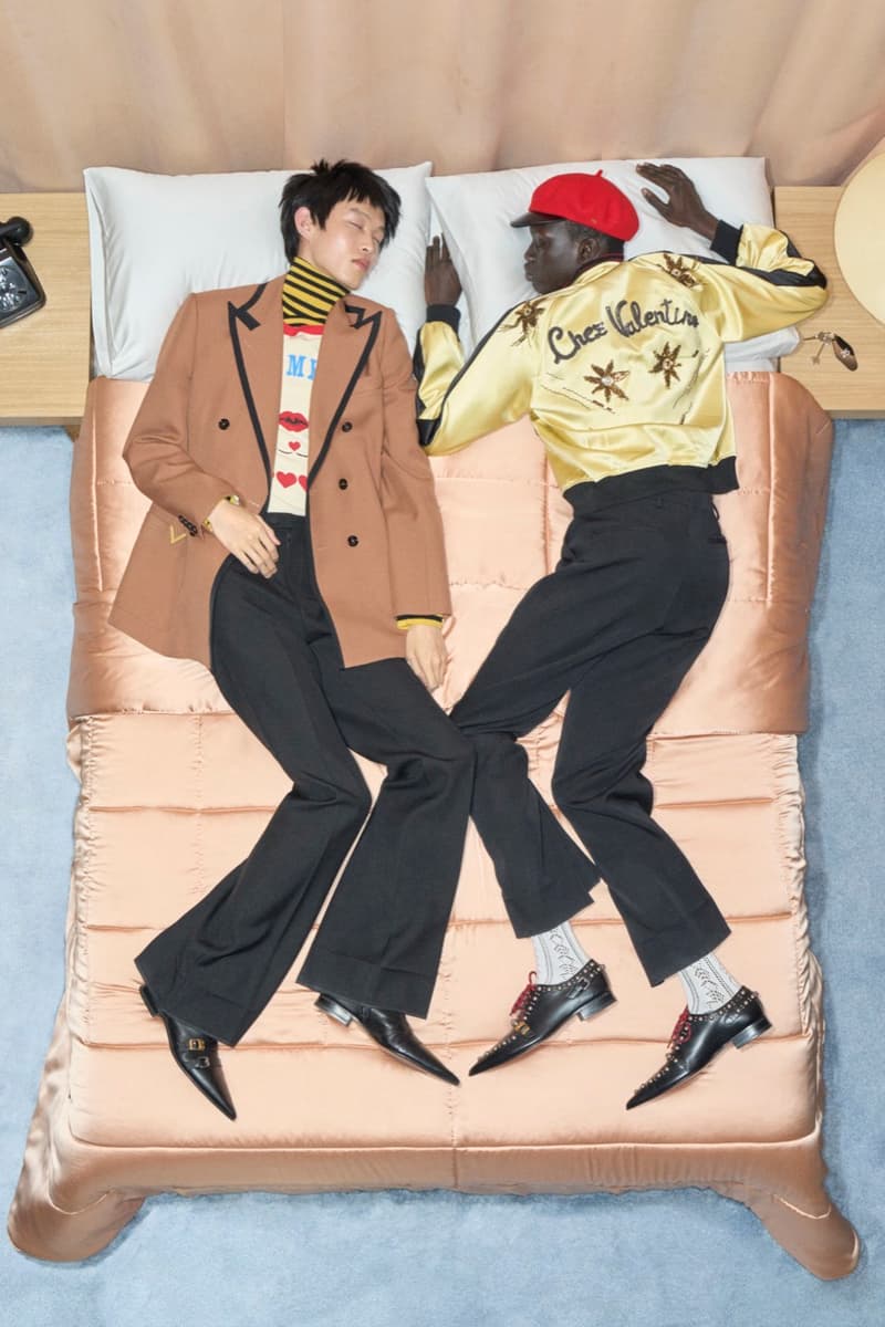 valentino, bed, models, necklaces, women, men, lying down, alessandro michele