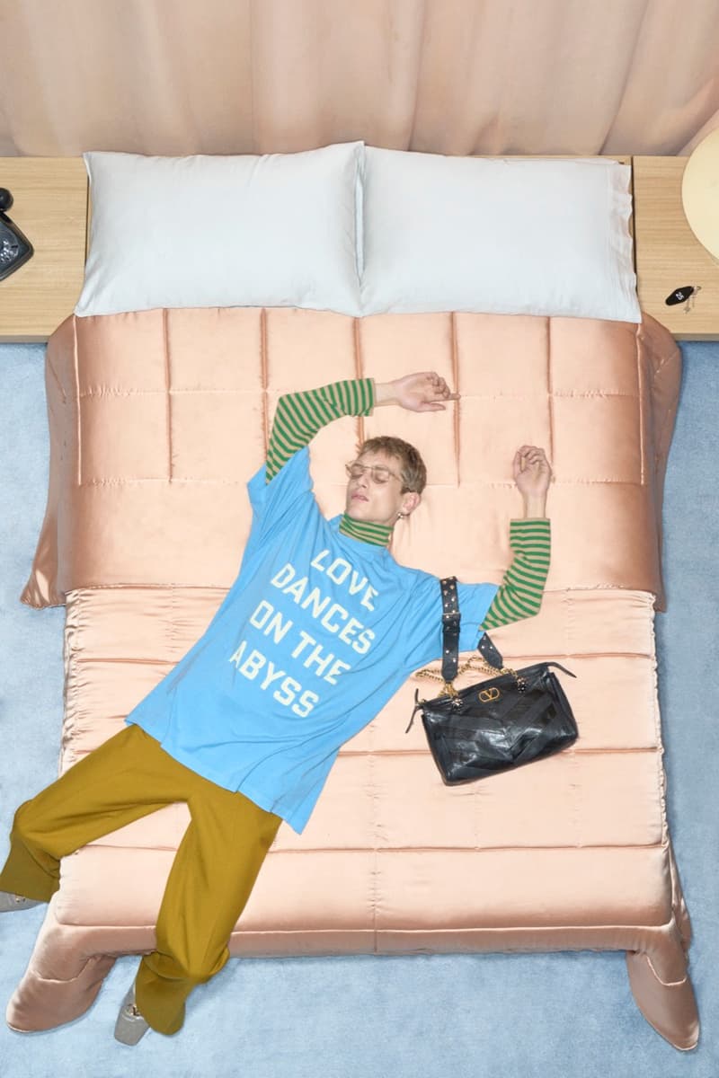 valentino, bed, models, necklaces, women, men, lying down, alessandro michele