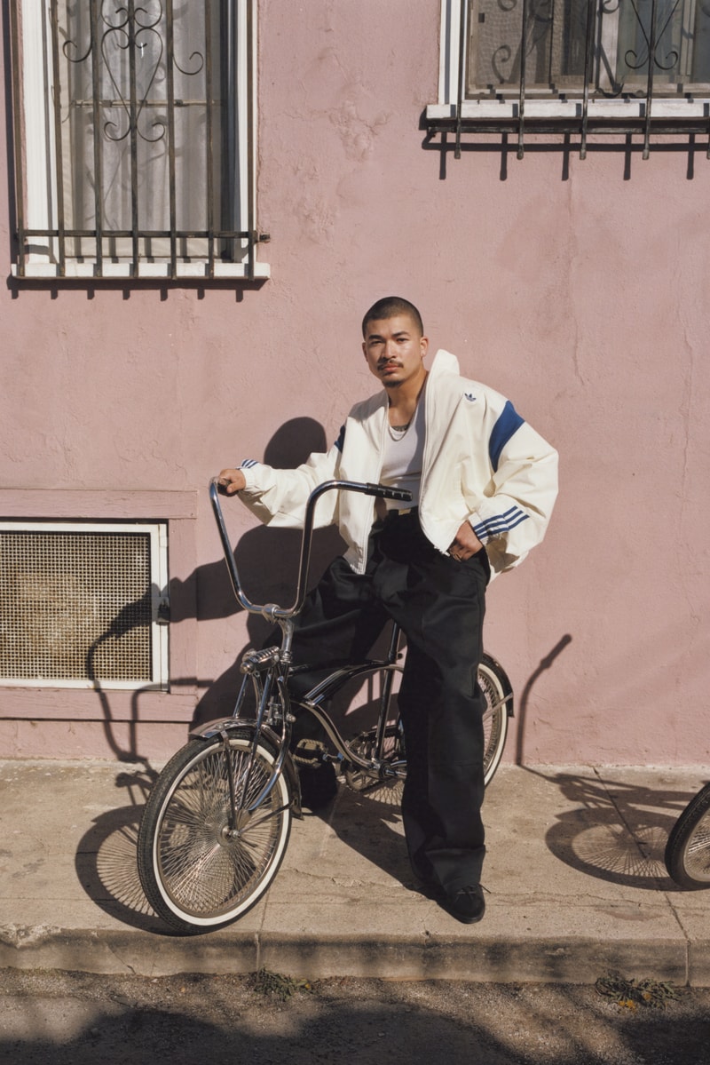 willy chavarria, adidas originals, sweatshirts, tracksuits, logo tshirts, models, pastel walls