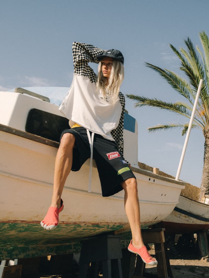 eme studios, spain, girls, streetwear, baggy shorts, island, beach, crochet polo tops