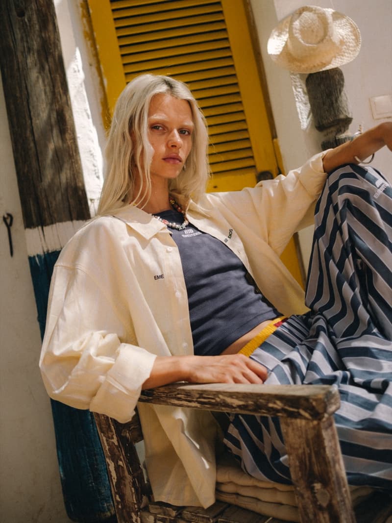 eme studios, spain, girls, streetwear, baggy shorts, island, beach, crochet polo tops