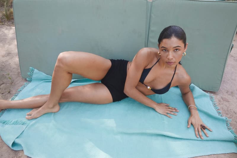 pilgrim jewelry, girls, beach, pool, bikini, gold pendant, silver, earrings, swimwear, sofa, lounging