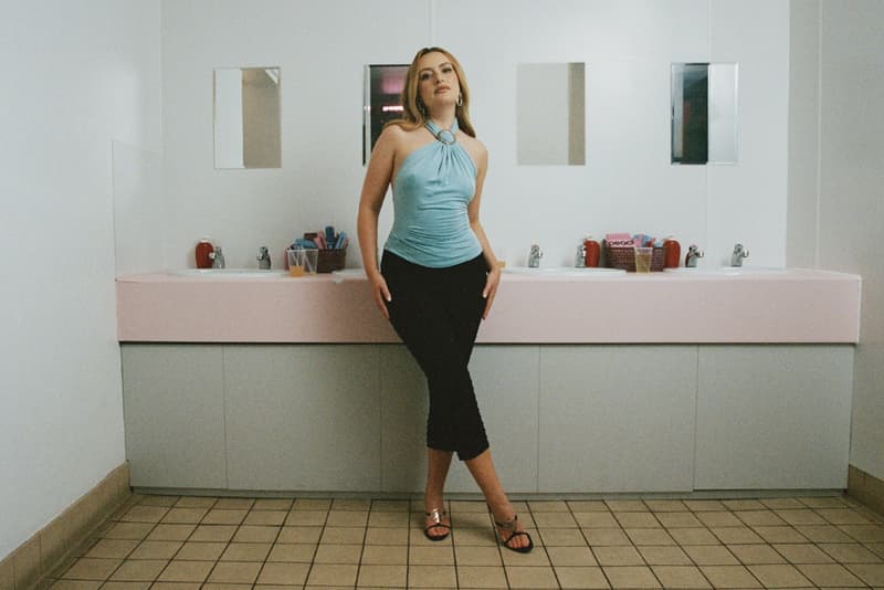 amelia dimoldenberg, peachy den, flirt tshirt, campaign video, mini skirt