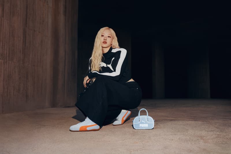 Rosé, blackpink, puma speedcat, sneakers, blue, orange, motorsports, kpop star