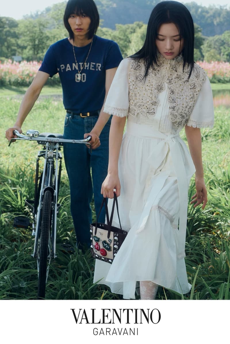 valentino, valentine's day, couples, china, suede bags, flowers, grass