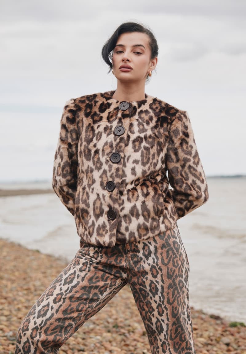 house of sunny, leopard print dress, polka dot top, slinky dresses, woman, beach, sheer top