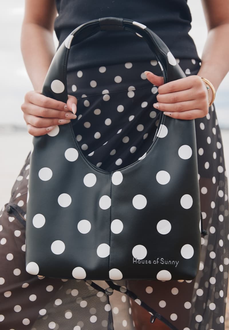 house of sunny, leopard print dress, polka dot top, slinky dresses, woman, beach, sheer top