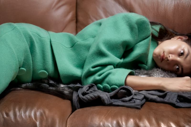 shushu tong, shanghai, colored cardigans, identical twins, ruffled skirt, minidress