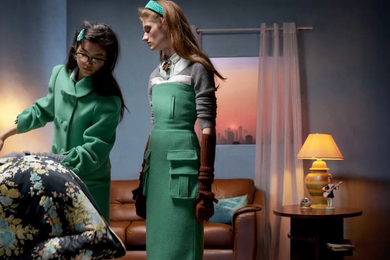 shushu tong, shanghai, colored cardigans, identical twins, ruffled skirt, minidress