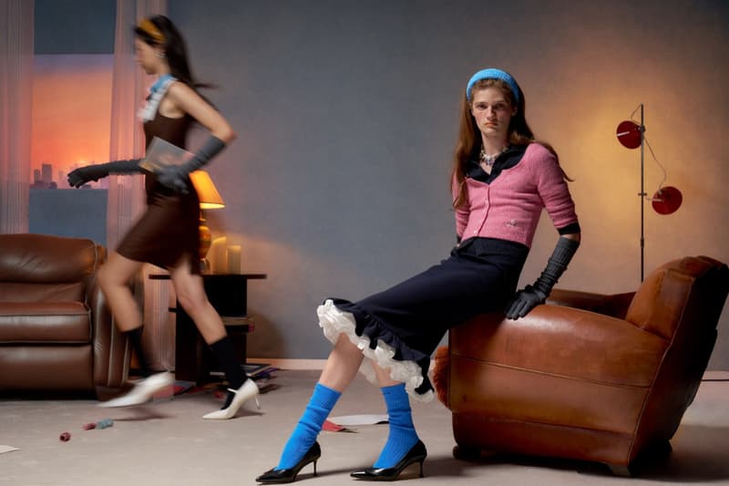 shushu tong, shanghai, colored cardigans, identical twins, ruffled skirt, minidress