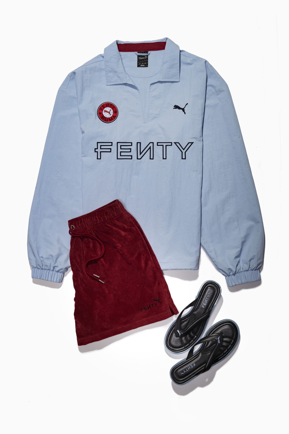 fenty x puma football soccer fashion footwear cat cleat avanti ls rihanna pocket grip bag silhouettes scarf tees t-shirt track shorts pants