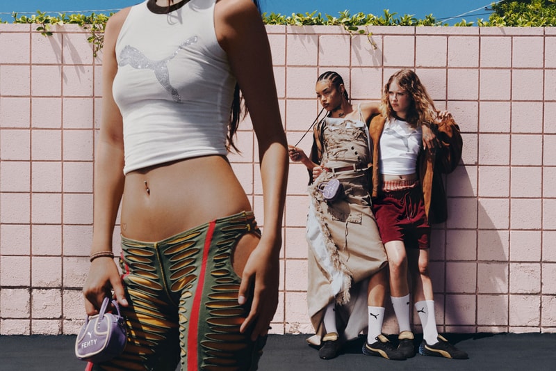fenty x puma football soccer fashion footwear cat cleat avanti ls rihanna pocket grip bag silhouettes scarf tees t-shirt track shorts pants
