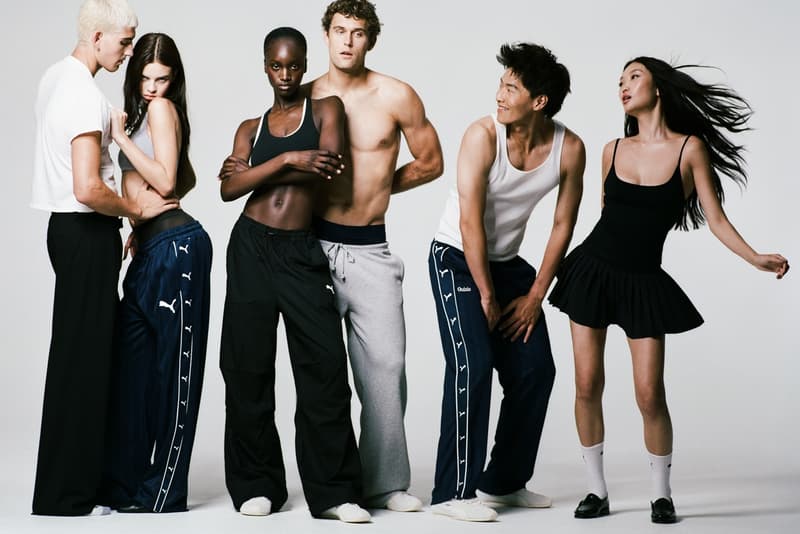 puma, guizio, track jackets, track pants, topless man, women, h street mesh sneaker, navy blue, brown