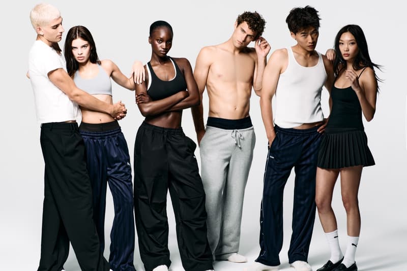 puma, guizio, track jackets, track pants, topless man, women, h street mesh sneaker, navy blue, brown