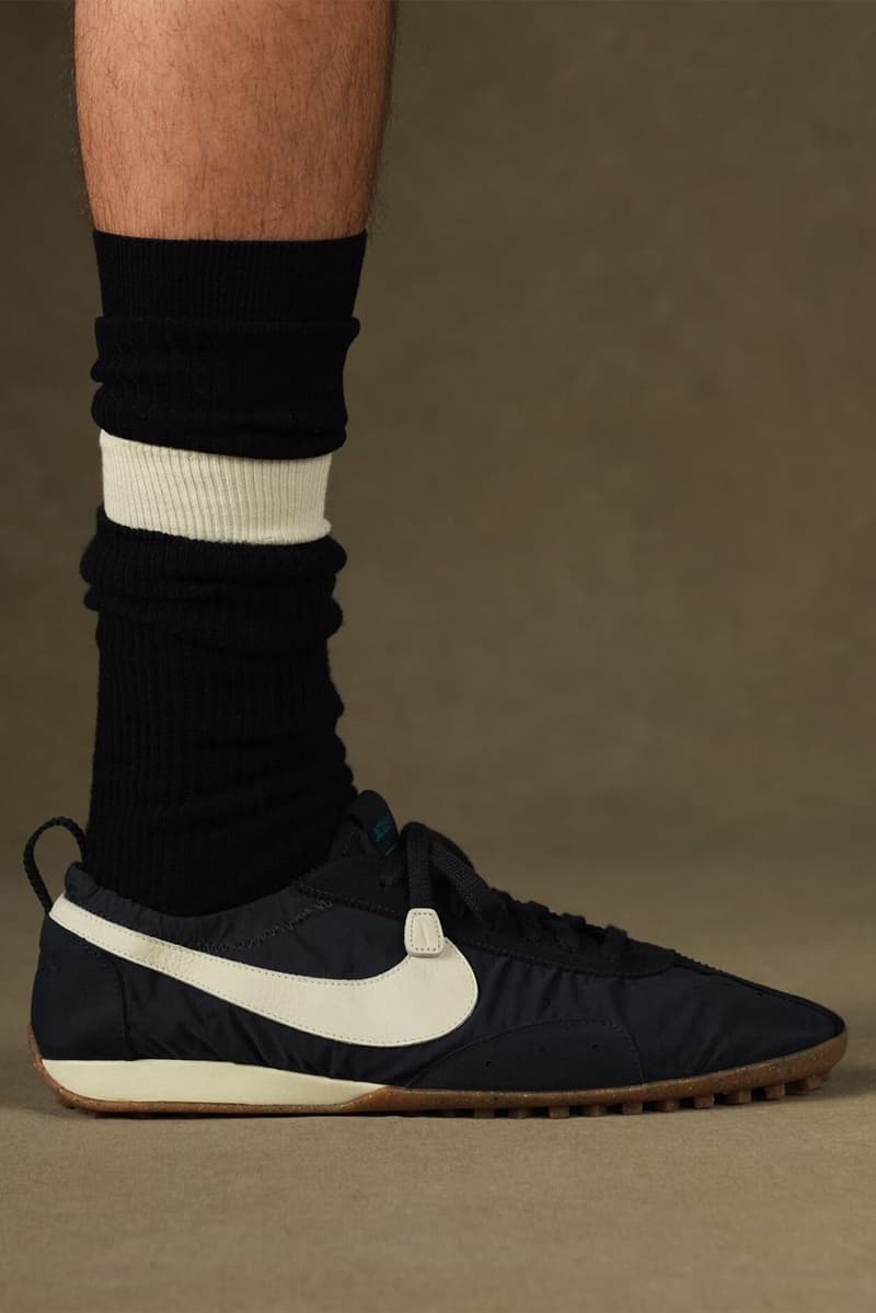 jacquemus, nike, sneakers, moon shoes, red, black, cream, swoosh, socks