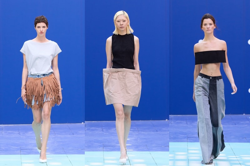 ksenia schnaider, runway, london, cubic denim, trompe loeil, prints, trench coats