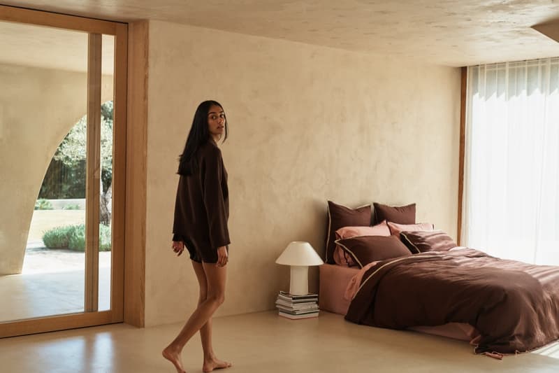 hommey, australia, bedding, homeware, linen duvet, pink, brown, bedsheets