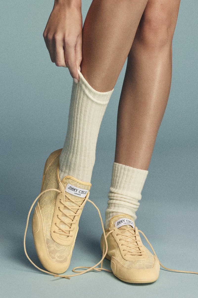 jimmy choo, spring collection, milan fashion week, pink lace ballet sneakers, scarlett pumps