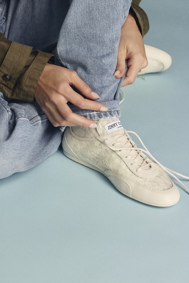 jimmy choo, spring collection, milan fashion week, pink lace ballet sneakers, scarlett pumps