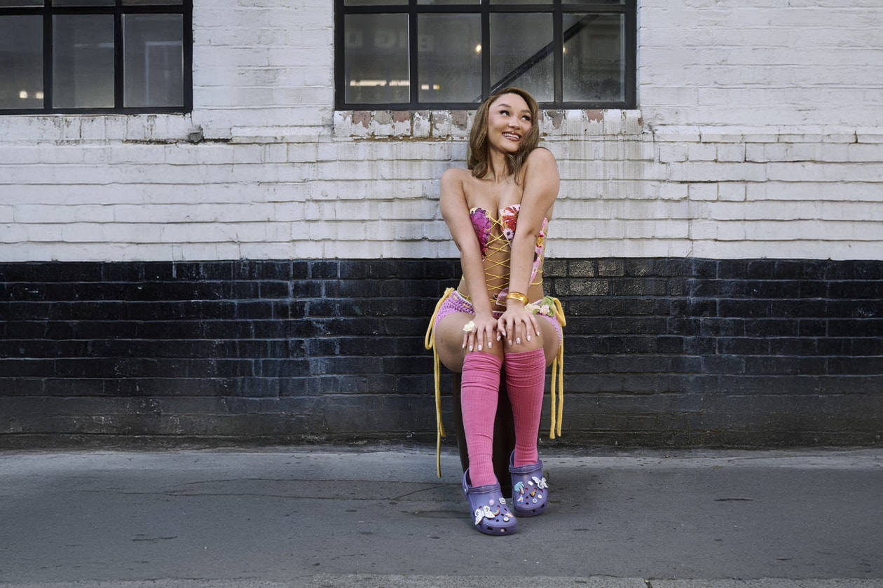 crocs, flo, girl group, jibbitz, classic clogs, music artists, caged clog, 