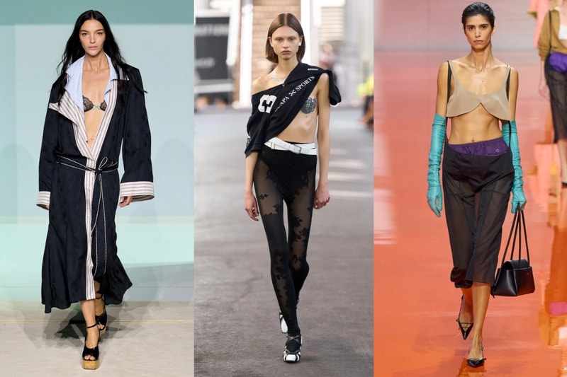 models, milan, paris, runway, bras, sheer tops, half dressed, jumpers, asymmetric