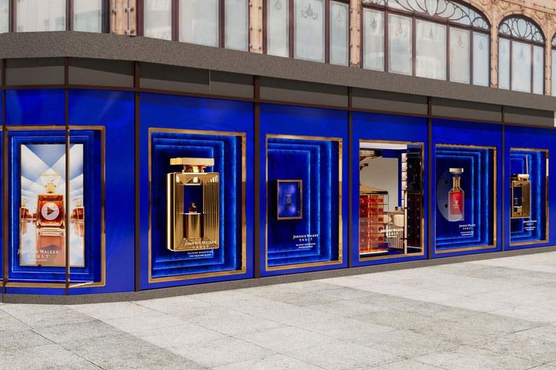 johnnie walker harrods vault boutique olivier rousteing couture blend flask gold pop up shop whisky tasting London collaboration