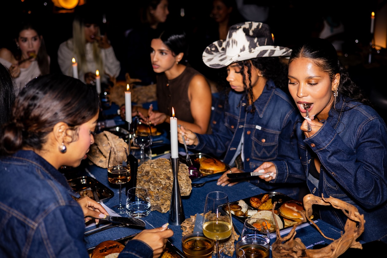 Wrangler hypebae paris fashion week events bae-bae-q western uniform collection range denim cowboy cut jeans la table vert 