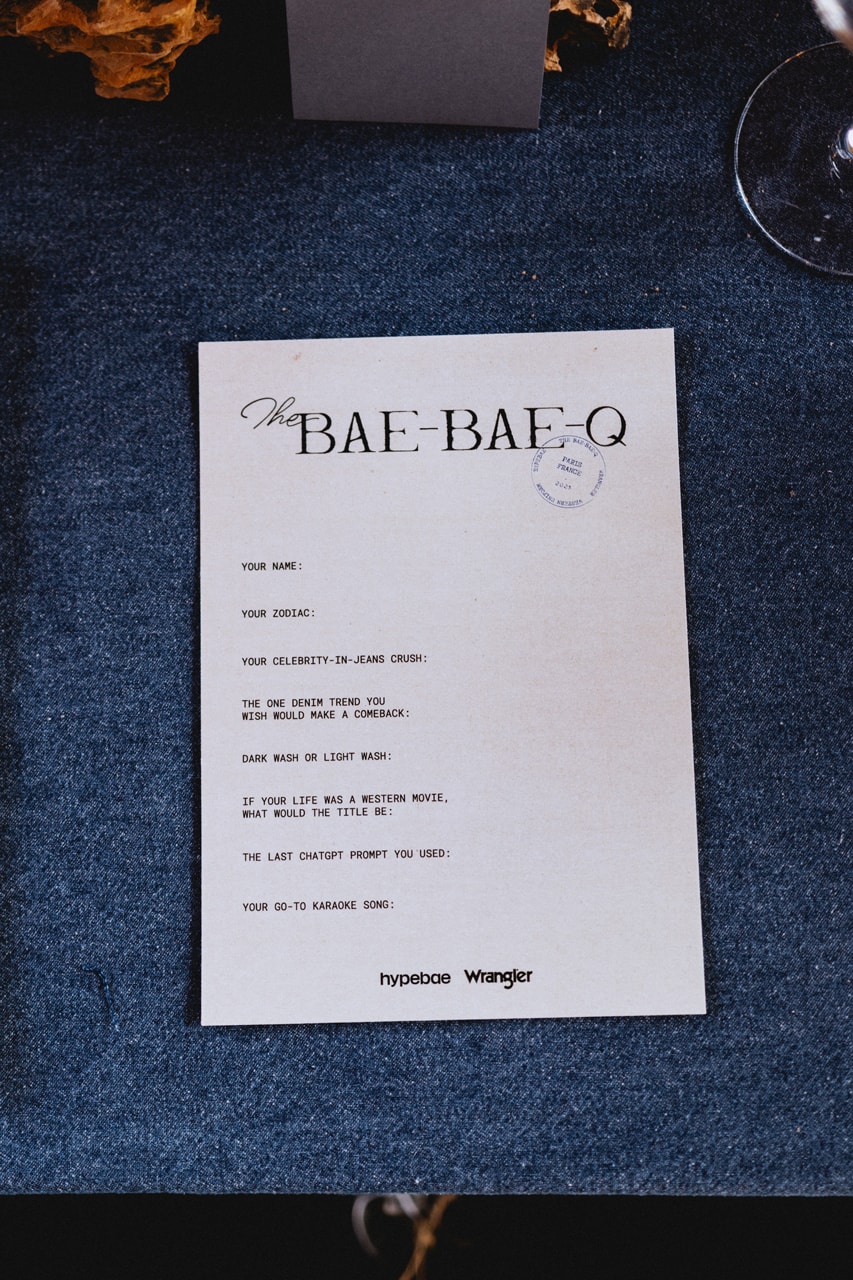 Wrangler hypebae paris fashion week events bae-bae-q western uniform collection range denim cowboy cut jeans la table vert 