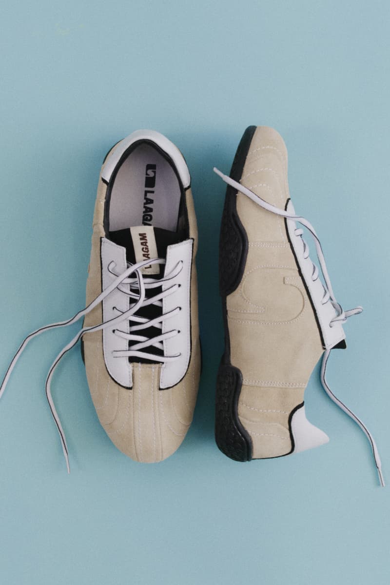 barcelona, laagam, sneakers, mesh, woman, pink balloons, brown shoes, laces, bananas