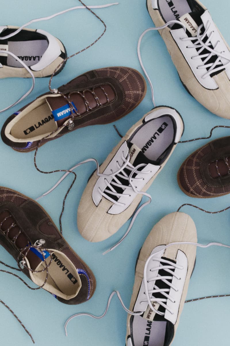 barcelona, laagam, sneakers, mesh, woman, pink balloons, brown shoes, laces, bananas