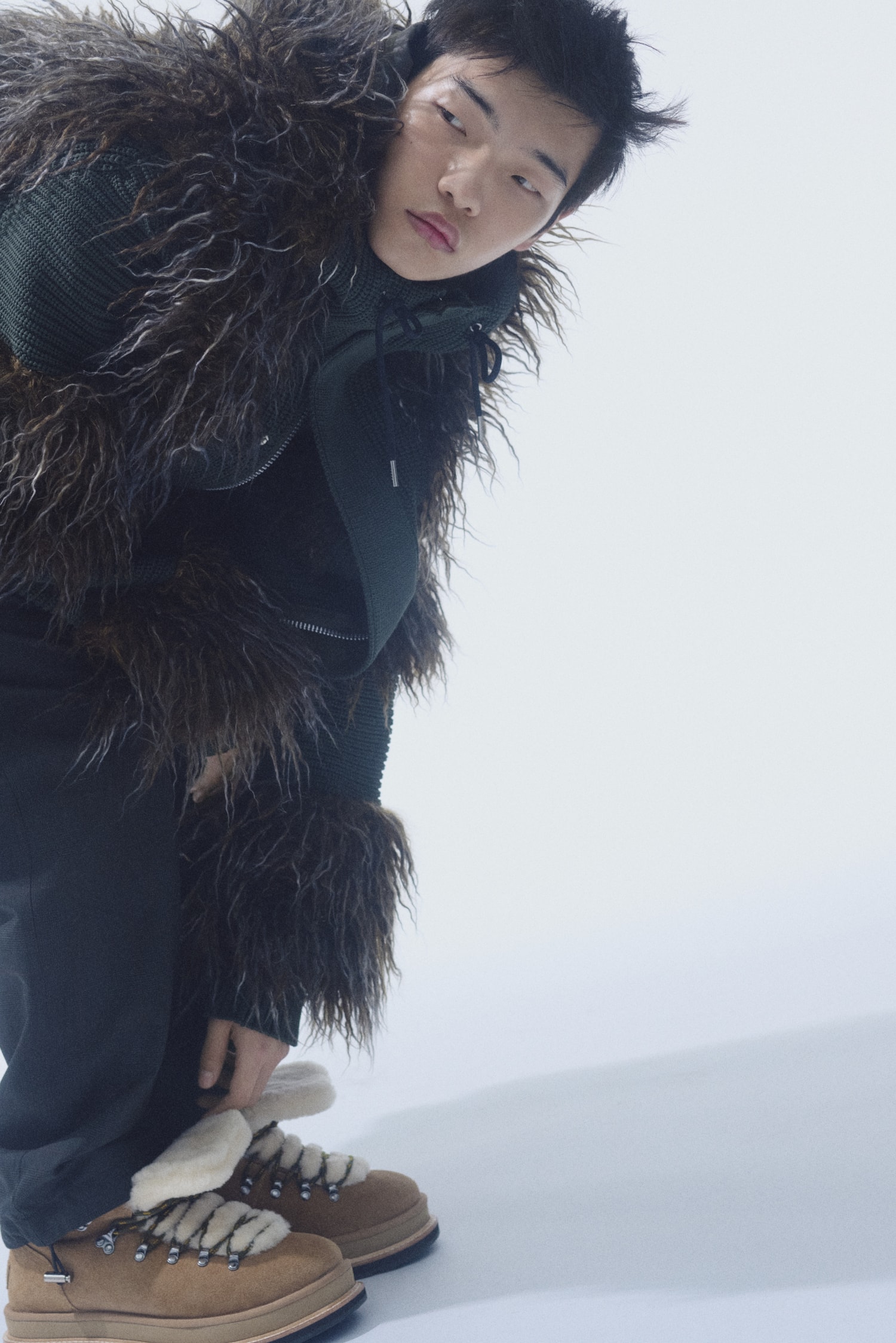 ugg, sacai, loafer, fur boots, fuzzy, thigh high