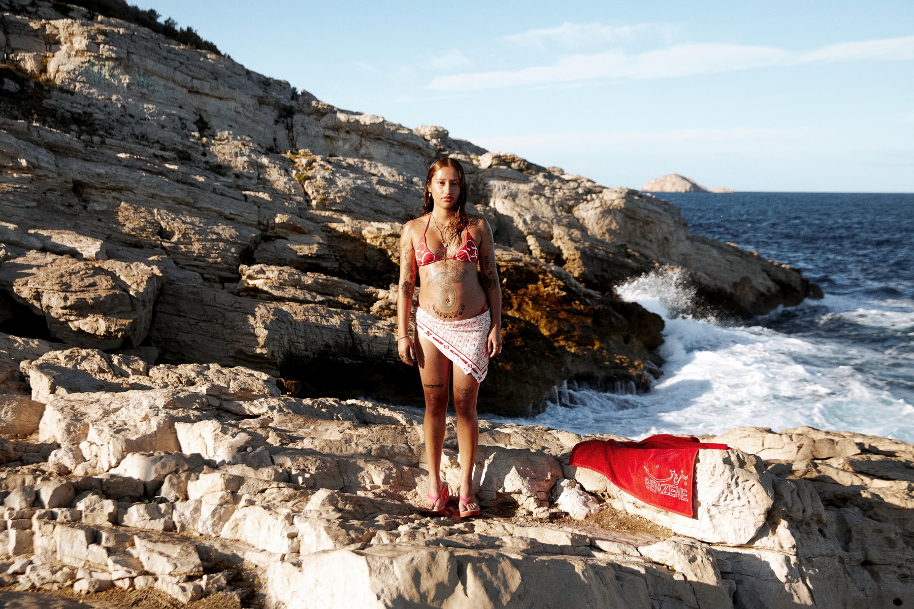 benzene, bikini, swimwear, streetwear, palestine, barcelona, beach, friends