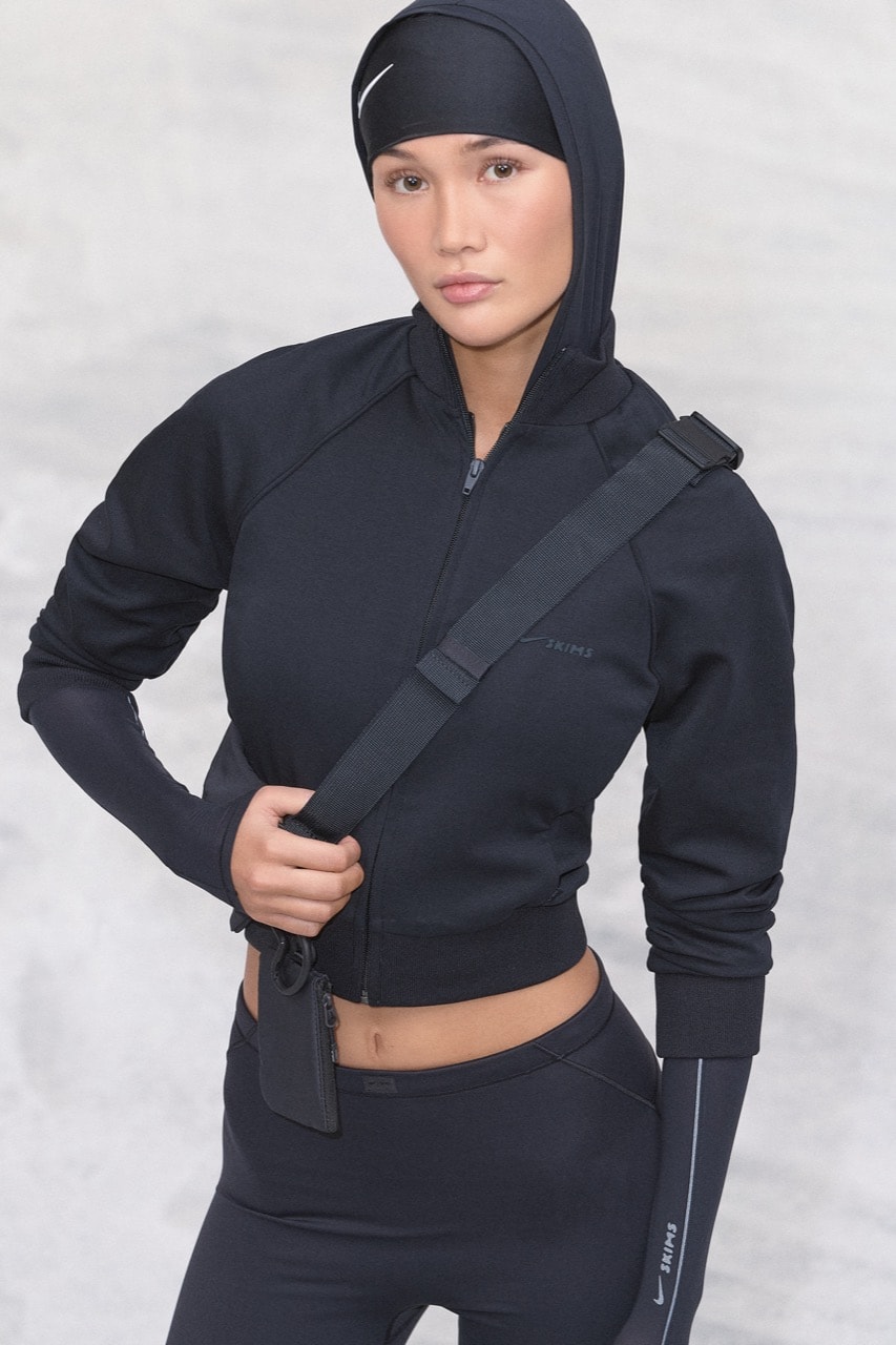 nike, skims, sportswear, models, leggings, sports bras, zip up, track tops, head bands