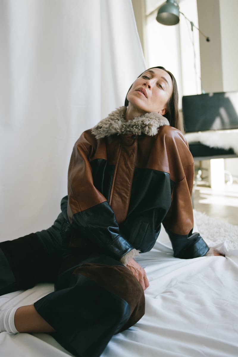 alana hadid, onar studios, coats, leather skirts, jeans, trousers, model