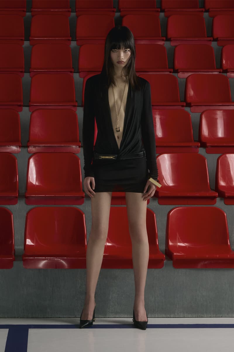 pre fall collection, dsquared, red seats, black dress, tank tops, denim, bags
