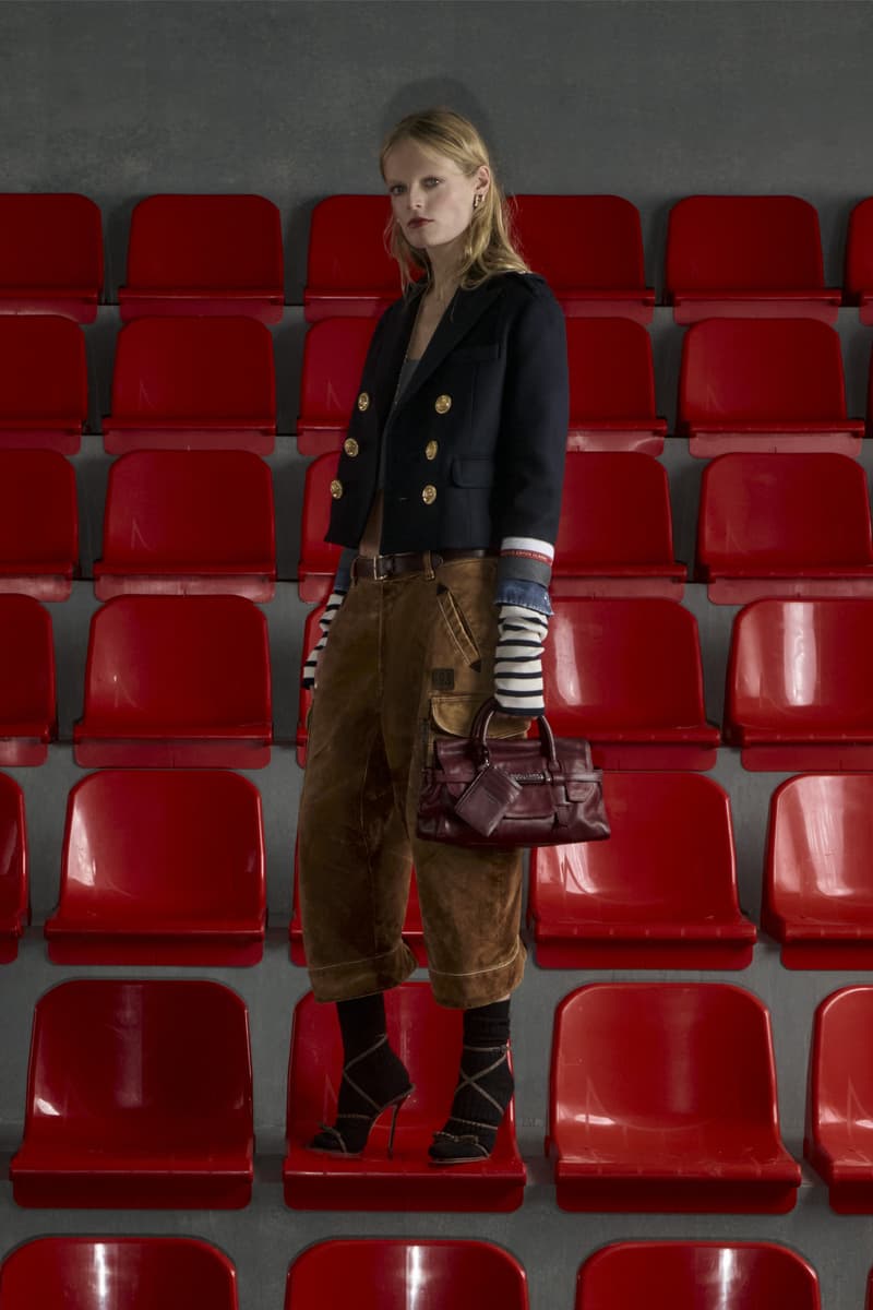 pre fall collection, dsquared, red seats, black dress, tank tops, denim, bags