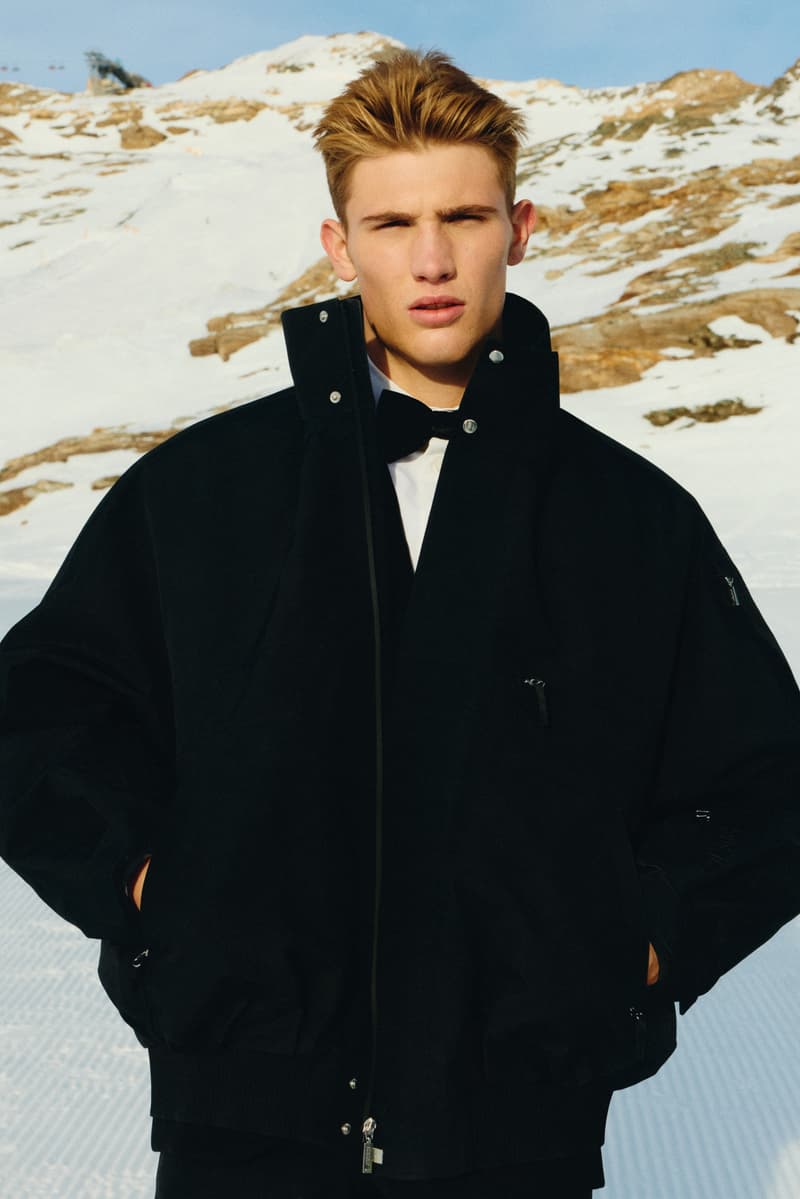 jacquemus, nike, ski collection, snow, slopes, mountain, green jacket, glasses, goggles