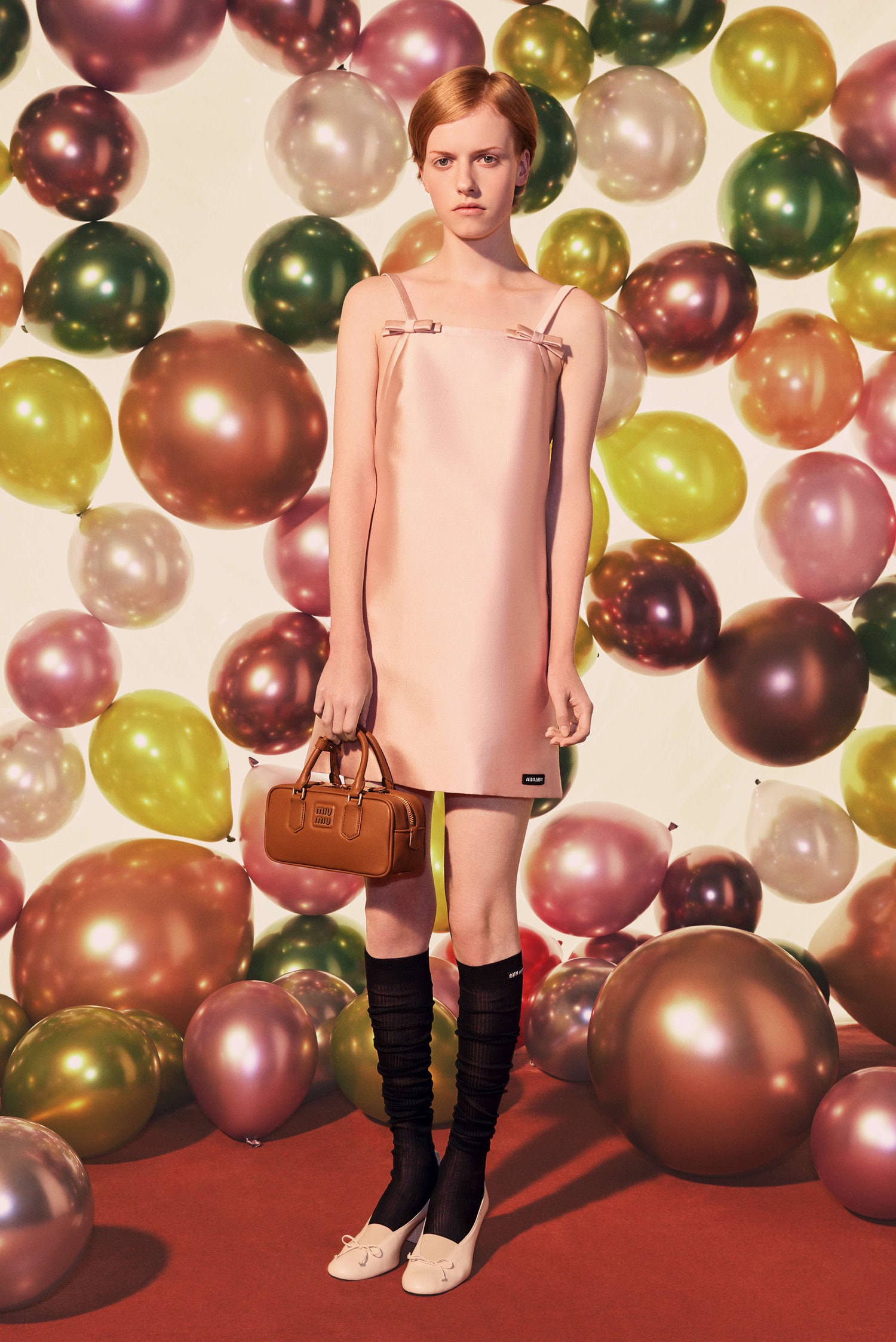 miu miu, holiday, balloons, leather bags, loafers, shoes, models