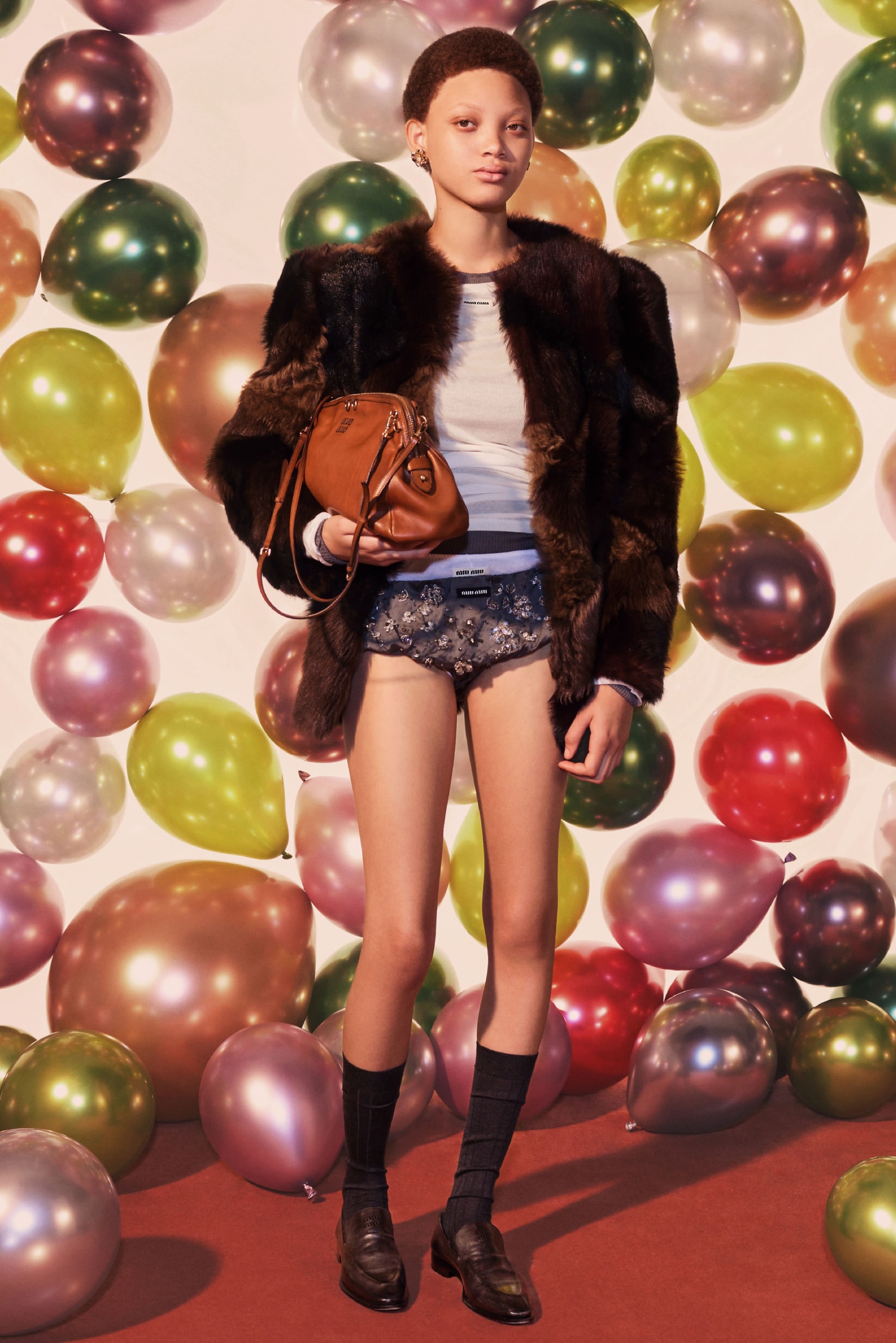 miu miu, holiday, balloons, leather bags, loafers, shoes, models