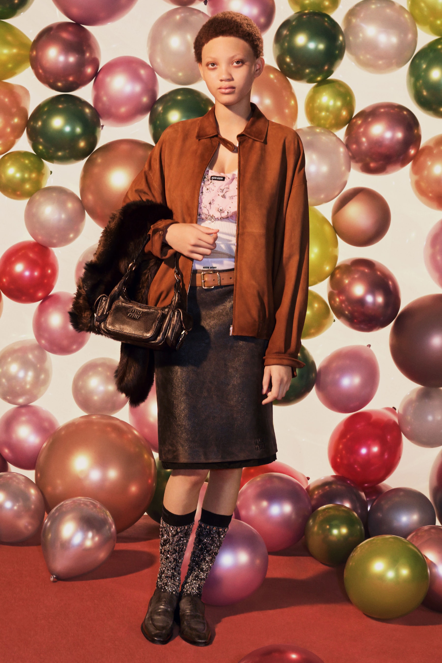 miu miu, holiday, balloons, leather bags, loafers, shoes, models