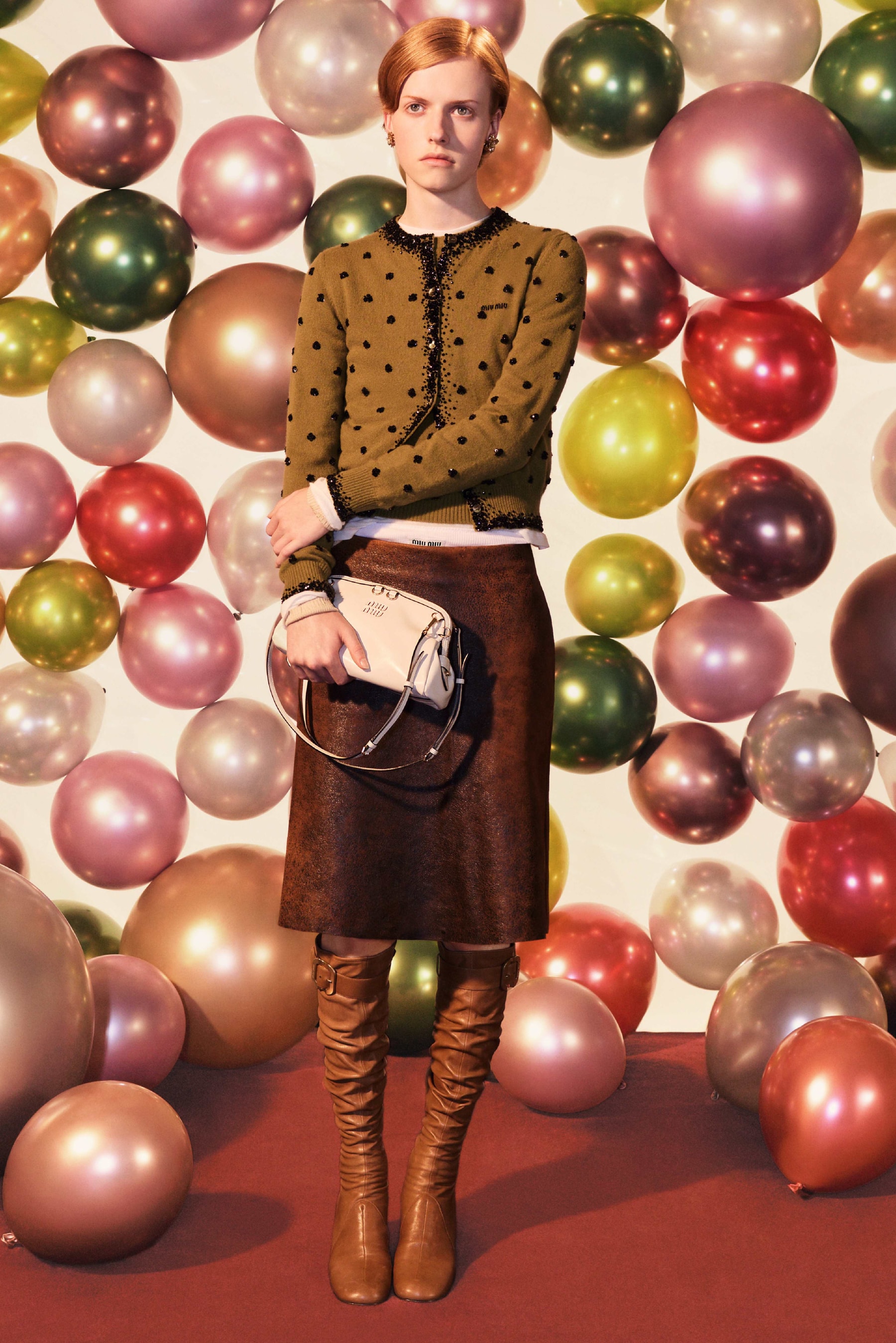 miu miu, holiday, balloons, leather bags, loafers, shoes, models