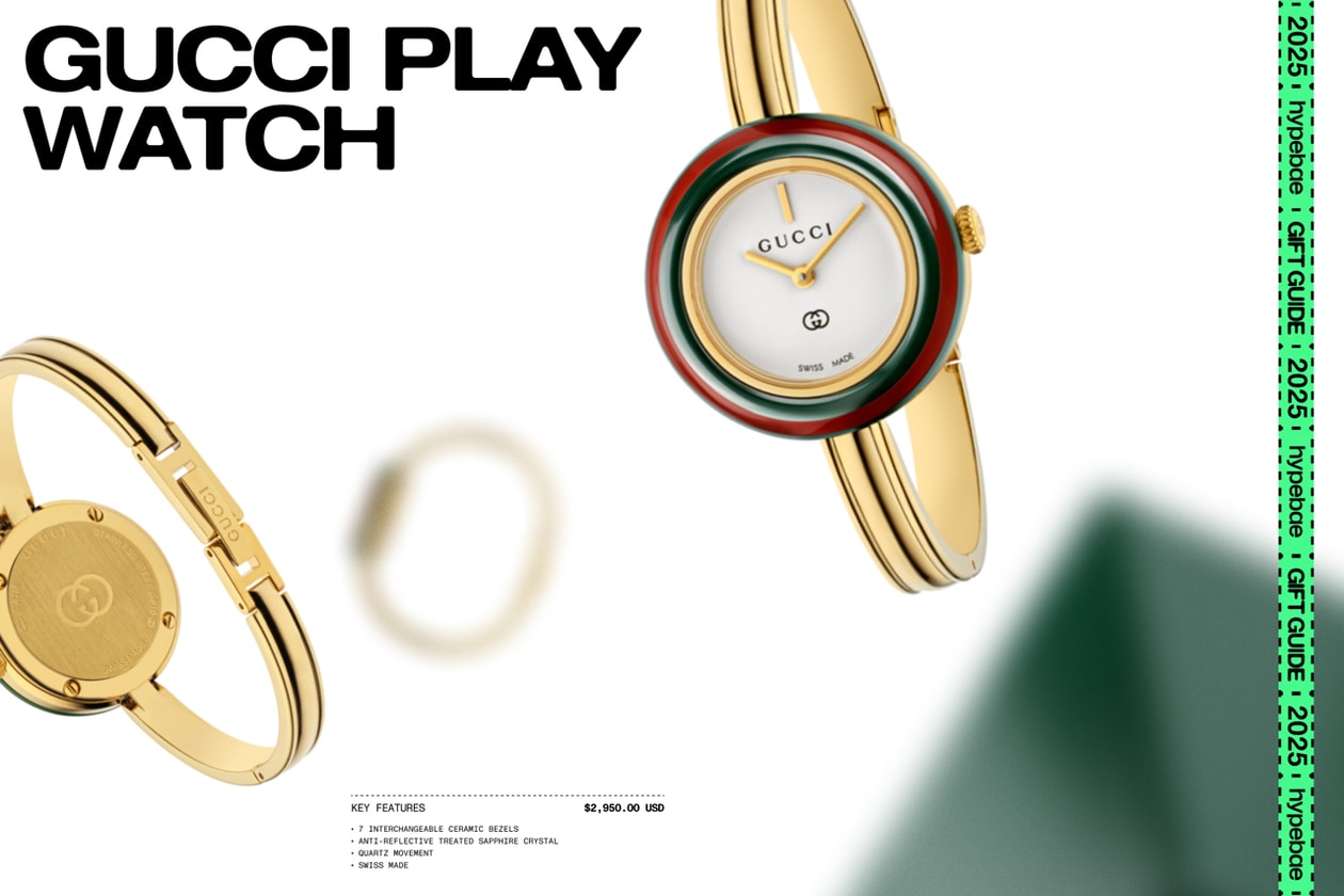 gucci festive collection seasonal hypebae gift guide 2025 ancora rosso accessories handbag Slingback pump crystal Horsebit marmont scarf wool monogram Play watch backpack