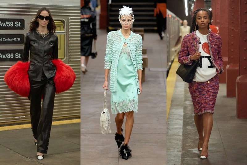chanel, runway show, new york city, subway, asap rocky, ayo edebiri, models